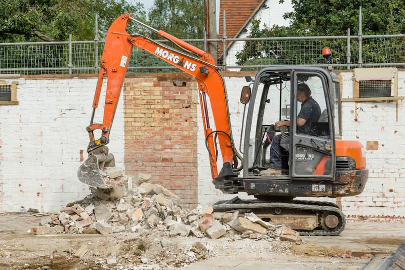 digger on a UK building site