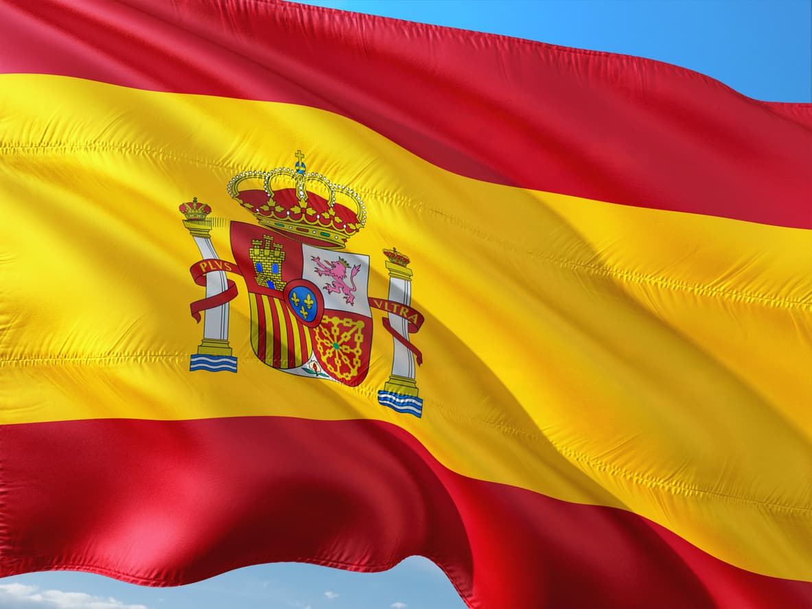 spanish flag in the wind