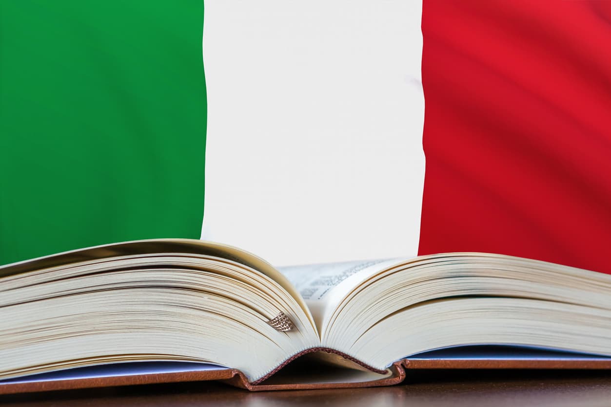 Italian flag with a book