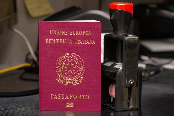Italian passport and stamp