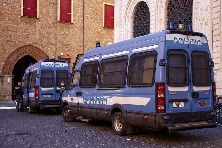 Police vehicle van in Bologna
