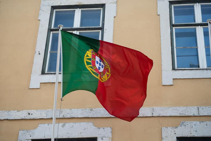 Portugal Pinned On The Map With Flag