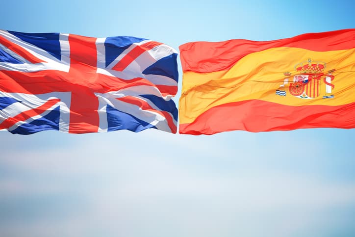 British and Spanish flags