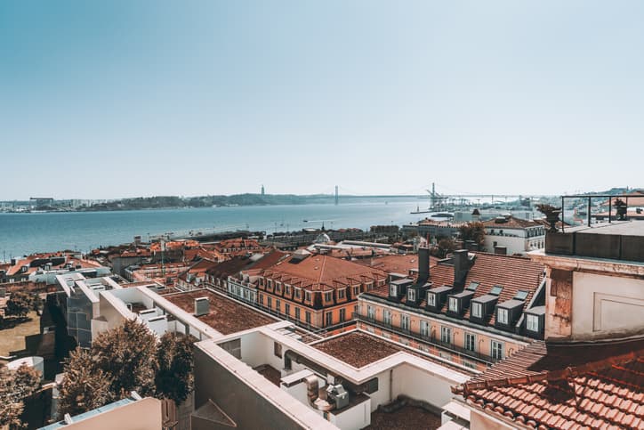 Red Brick Roofs In Lisbon
